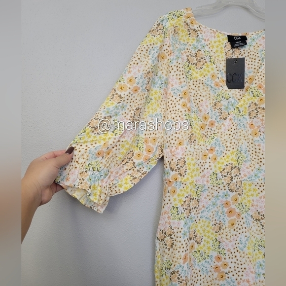 City Chic Bloom Floral Tie Waist Long Sleeve Dress - Picture 4 of 7